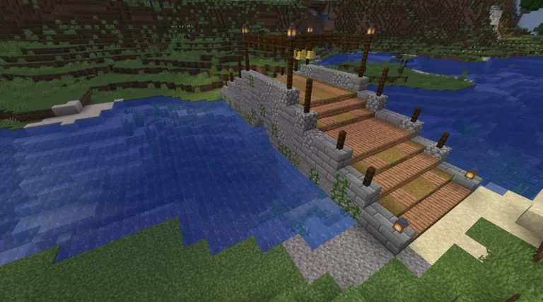 Minecraft Building a Bridge 
